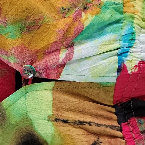 Jams World Tuscany Rayon Dress Colorful Sweetheart Neckline Flutter Sleeve Sz M - Picture 4 of 5